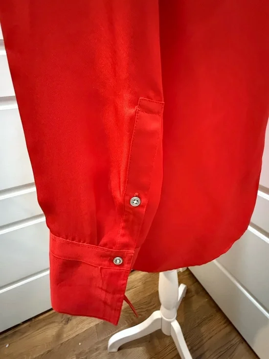 NWT. Rag & Bone. Florence Silk Tie Neck Blouse. Fiery Red. Size 6. - Picture 9 of 14